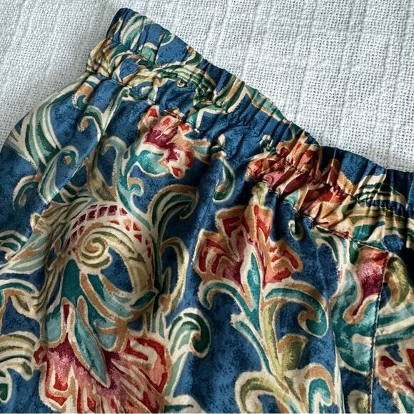 Y2K Silk Xposure Shorts Paisley Blue Red High Waist Elastic SZ S - Picture 9 of 15